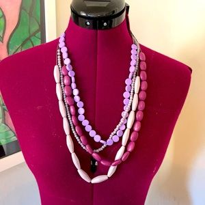 Purple/lavender 4 strand beaded necklace